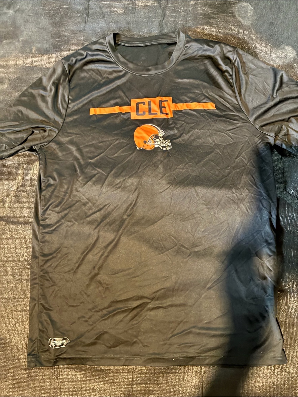 NFL Black Short Sleeve Tee with Orange CLE Helm Logo